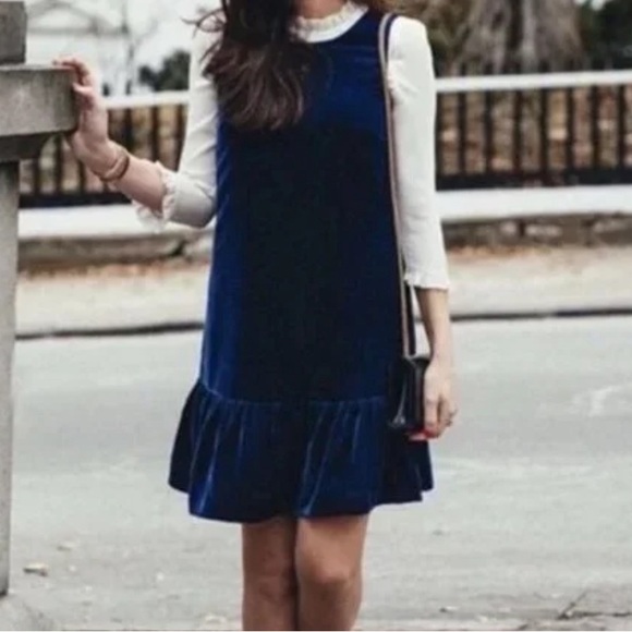 NWT J.Crew Navy Velvet Shift Dress (Size 4) - Picture 3 of 14